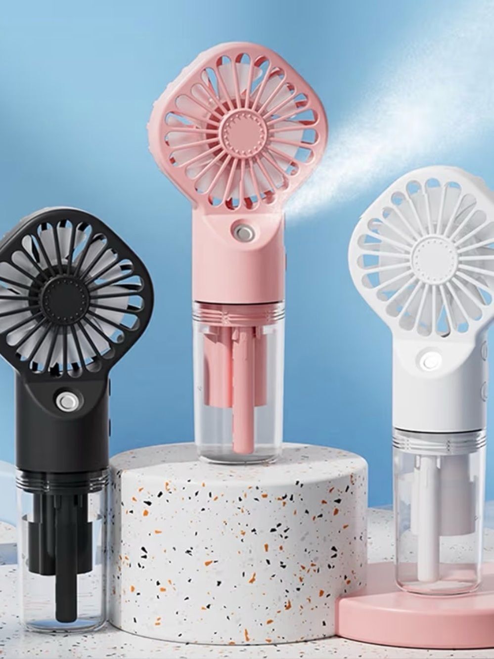 New F3 Hand Held Spray Fan Choose Color Pink Black or White